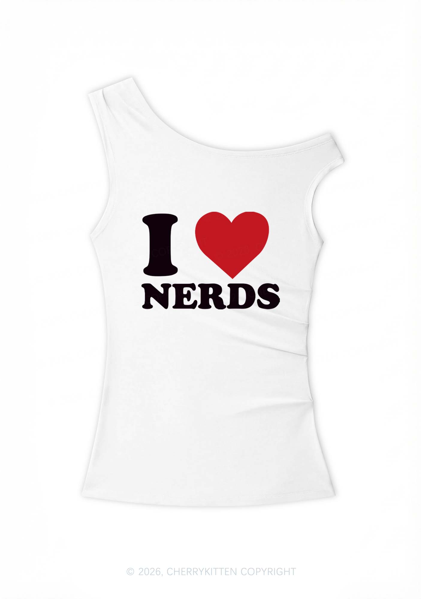 I Love Nerds Y2K Off Shoulder Tank Top Cherrykitten