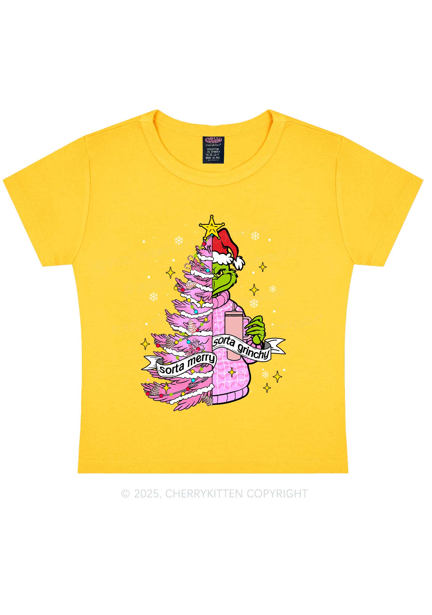 Christmas Sorta Merry Y2K Baby Tee Cherrykitten
