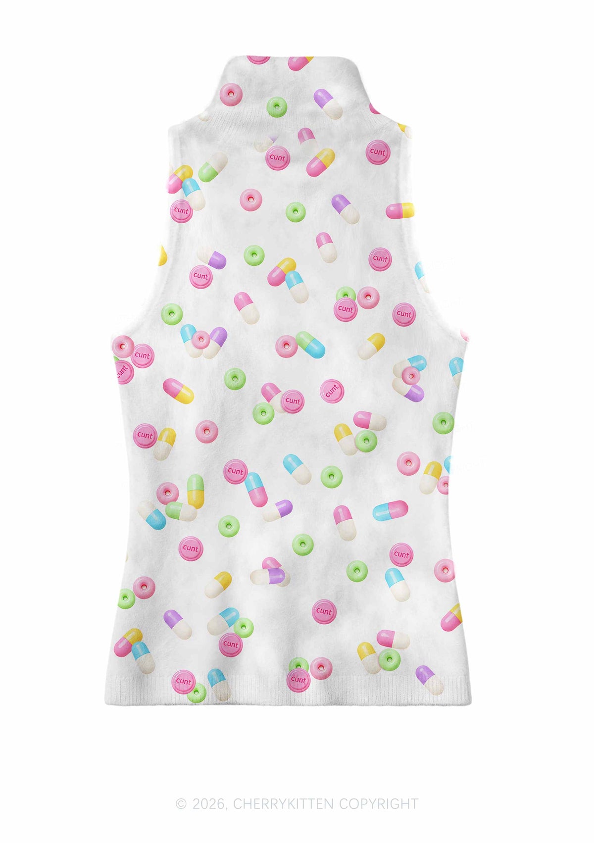 Cxxt Candy Capsule Y2K Knit Turtleneck Tank Top Cherrykitten