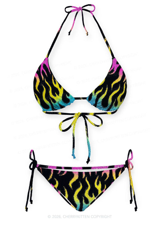 Pansexuality Flame Pride Y2K Print Bikini Set Cherrykitten