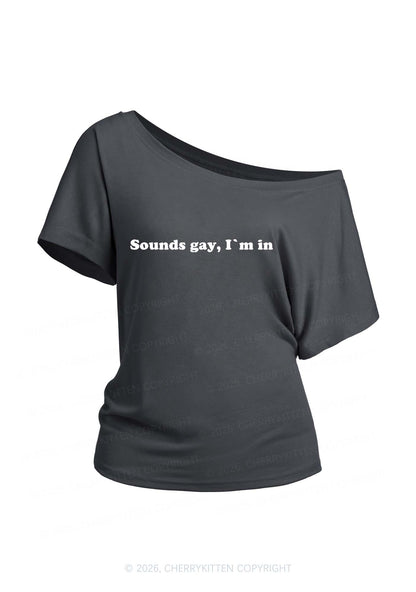 Sounds Gay Pride Y2K Off Shoulder Tee Cherrykitten