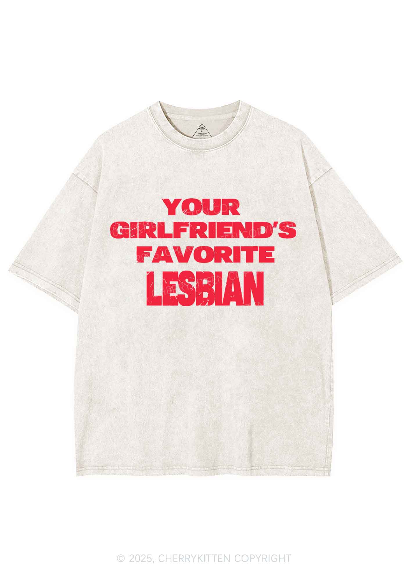Your GF Favorite Lesbian Pride Y2K Shirts Washed Tee Cherrykitten