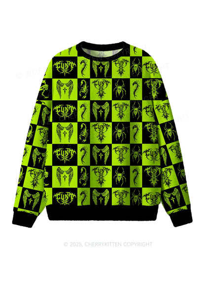 Dark Cxxt Y2K Christmas Knit Sweatshirt Cherrykitten