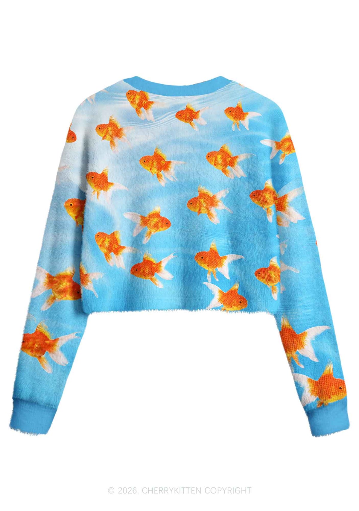 Goldfish Y2K Crop Knit Sweatshirt Cherrykitten
