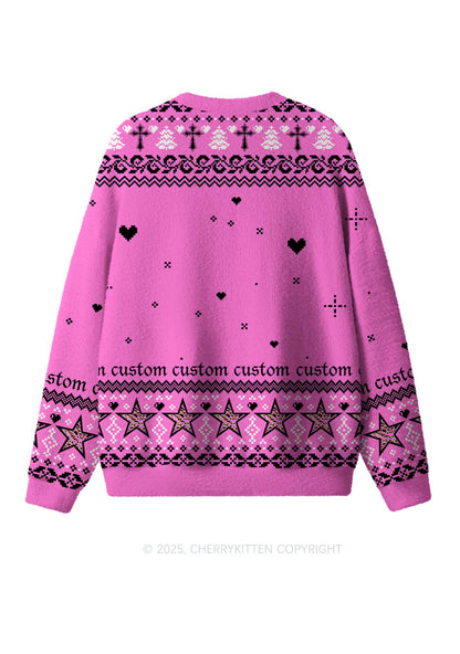 Custom Punk Pet Y2K Christmas Knit Sweatshirt Cherrykitten
