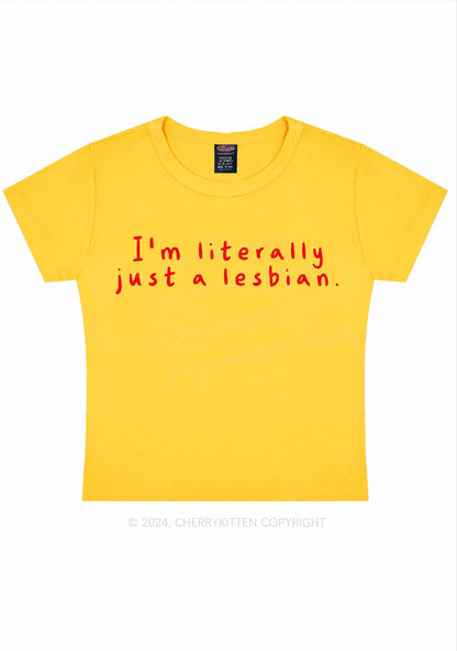 Just A Lesbian Y2K Baby Tee Cherrykitten