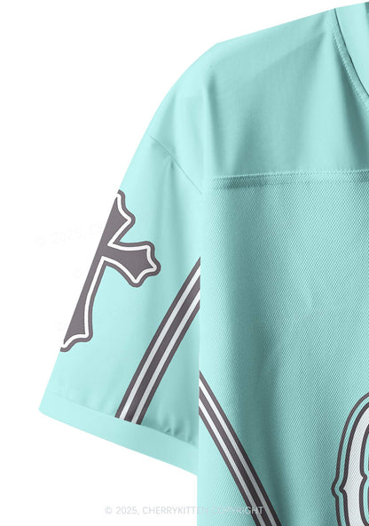 Custom Mint Green Cross Cxxt Y2K Crop Sport Jersey Shirts Cherrykitten