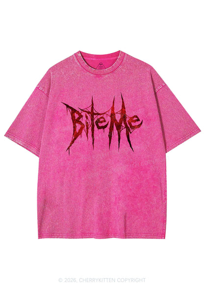 Halloween Bite Me Y2K Shirts Washed Tee Cherrykitten
