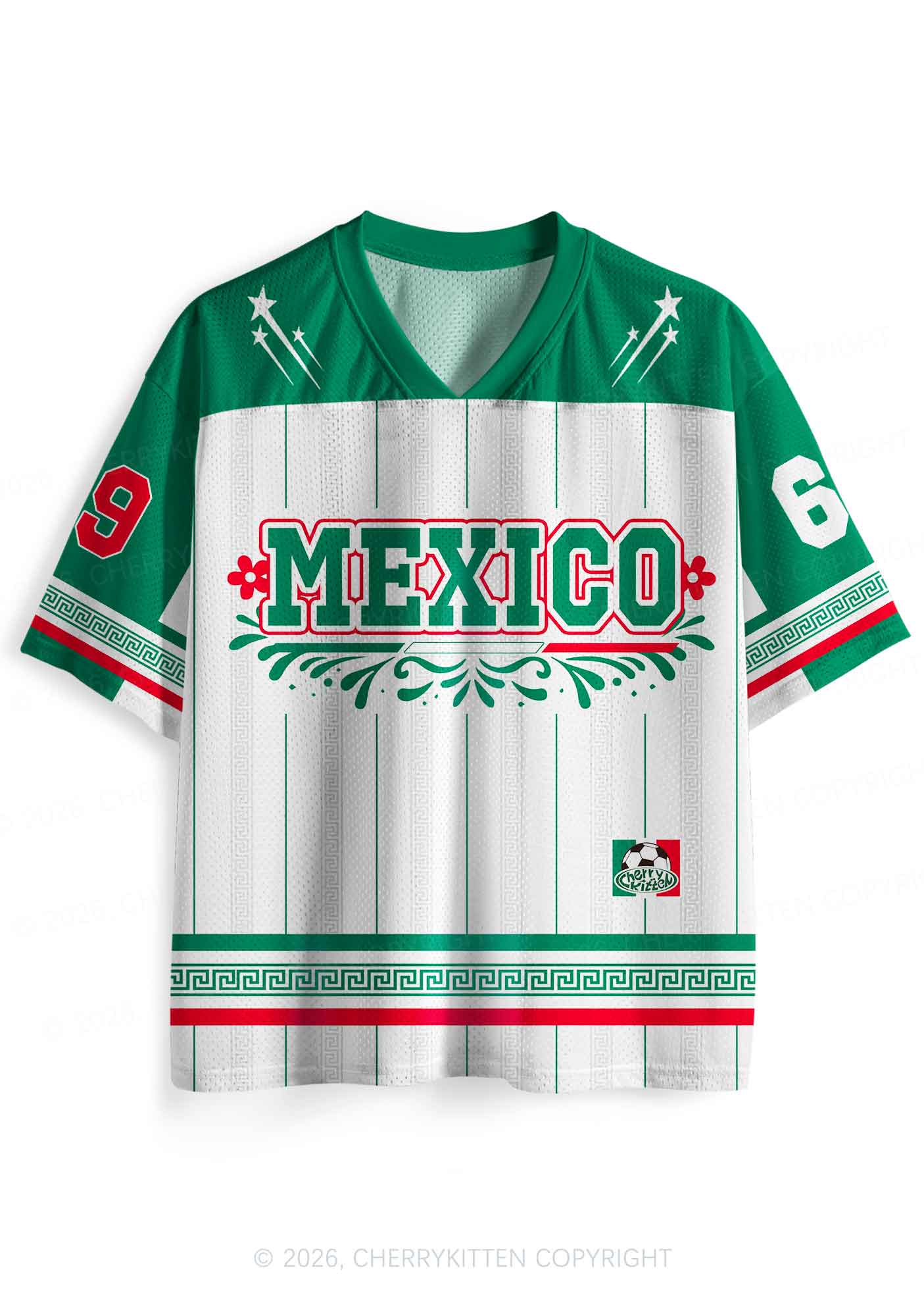 Custom Mexico Floral Stripe Y2K Sport Jersey Shirts Cherrykitten