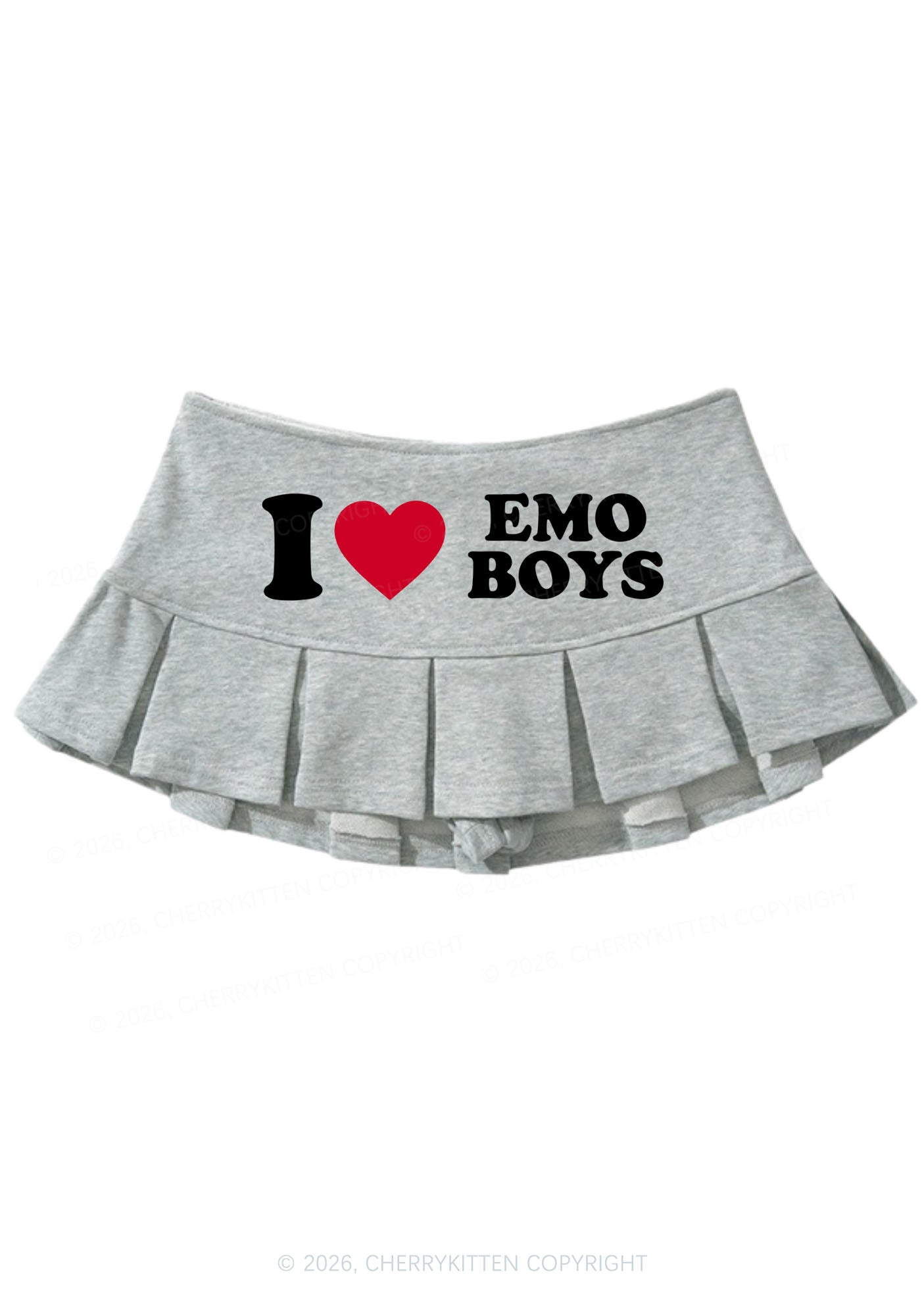 I Love Emo Boys Y2K Mini Pleated Skirts Cherrykitten