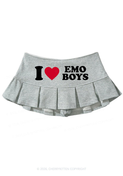 I Love Emo Boys Y2K Mini Pleated Skirts Cherrykitten