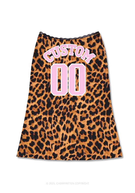 Leopard Custom Text Y2K Print Midi Skirt Cherrykitten