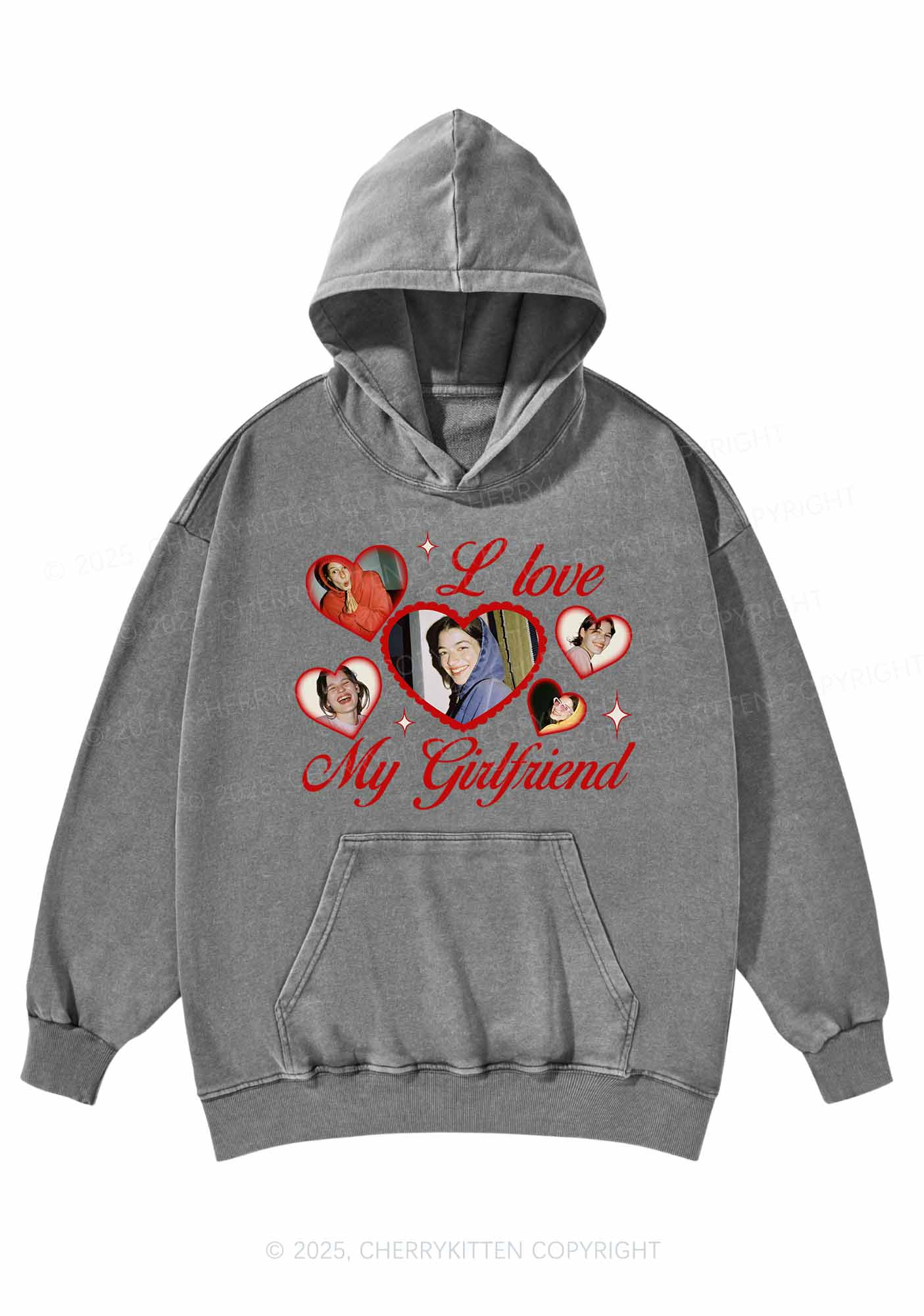 Custom Boyfriend Photos Y2K Washed Hoodie Cherrykitten