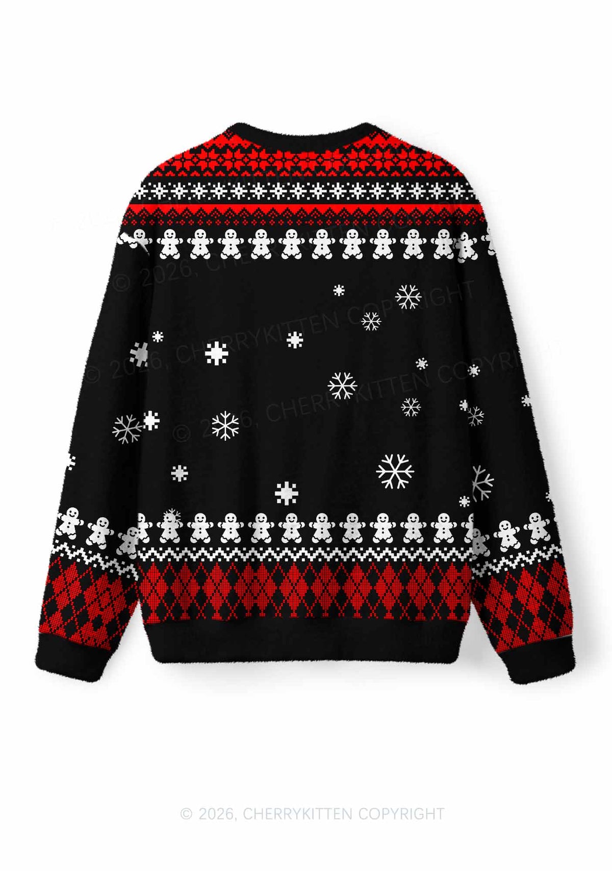 Gingerbread Man Burning House Y2K Knit Sweatshirt Cherrykitten