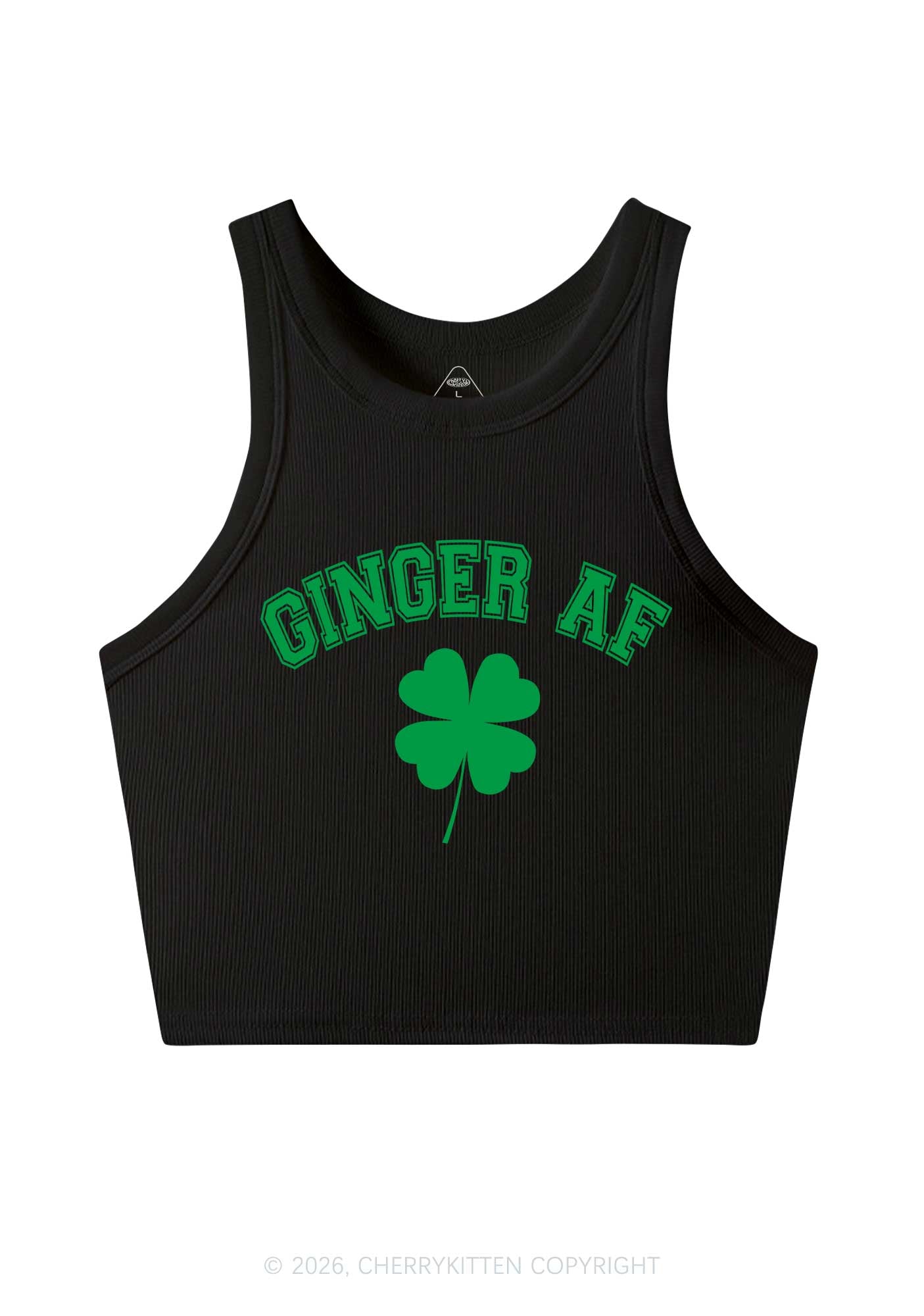 Ginger AF St Patricks Y2K Crop Tank Top Cherrykitten