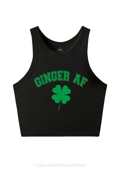 Ginger AF St Patricks Y2K Crop Tank Top Cherrykitten