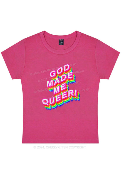 Curvy God Made Me Queer Y2K Baby Tee Cherrykitten