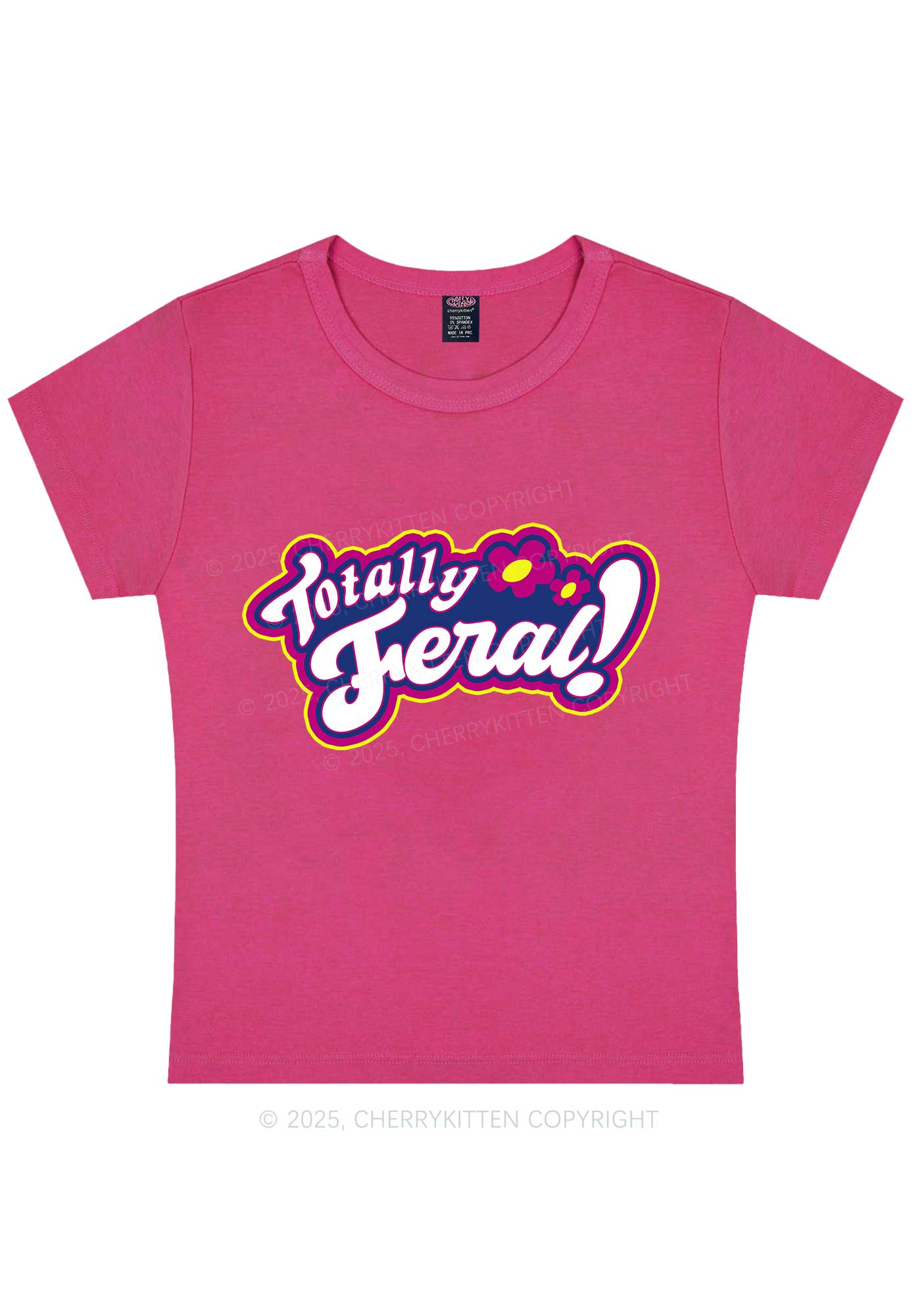 Totally Feral Y2K Baby Tee Cherrykitten