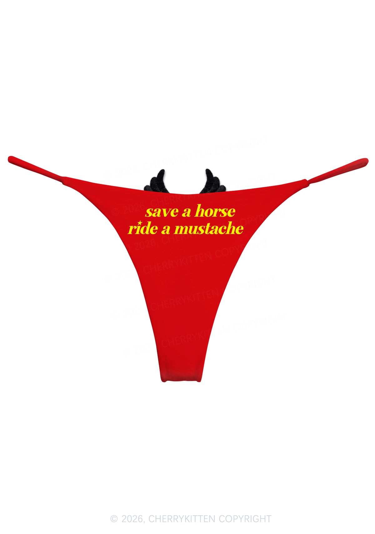 Ride A Mustache Y2K Goth Angel Wings Bikini String Thong Cherrykitten