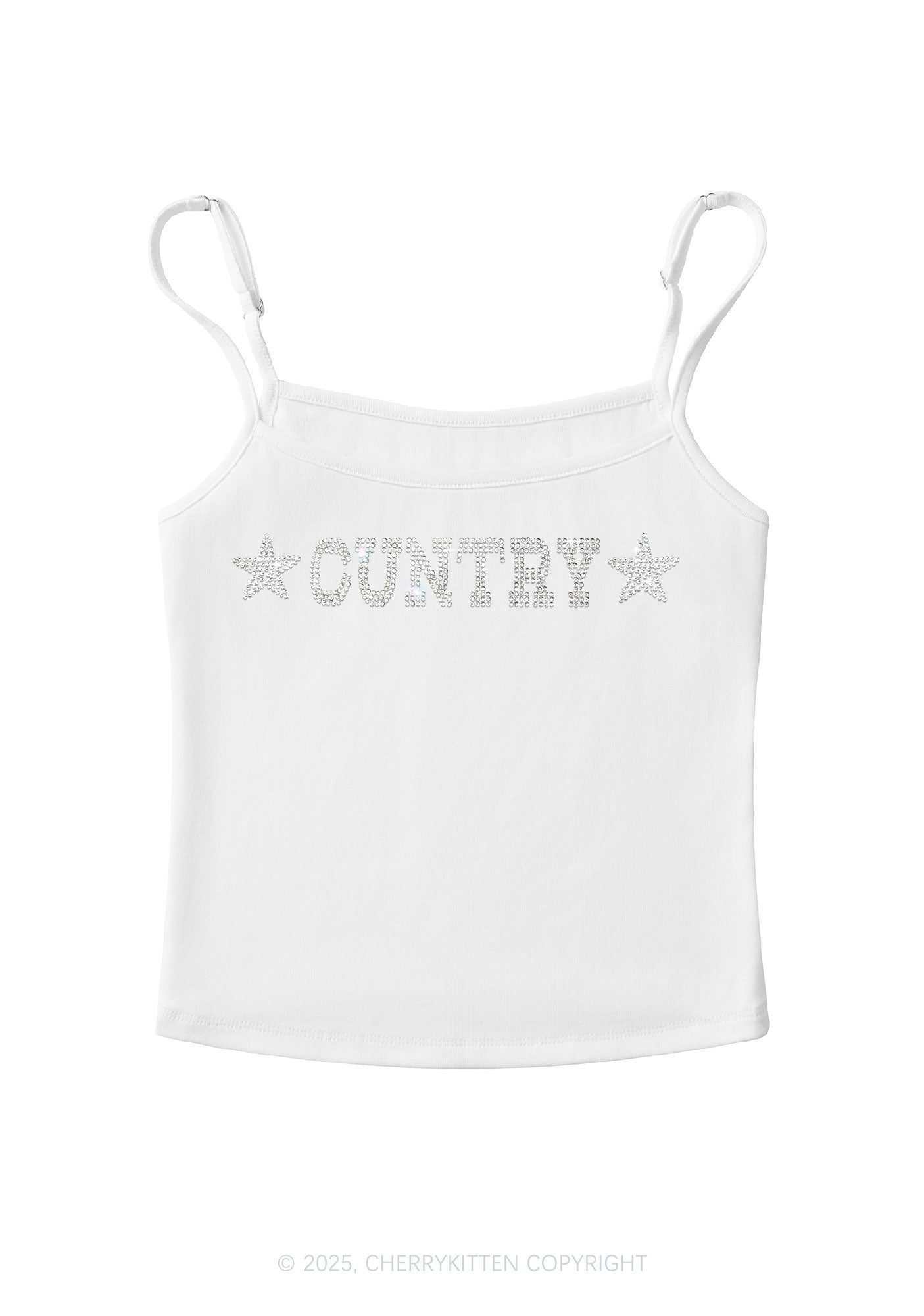 Rhinestone Cuntry Y2K Spaghetti Strap Cami Cherrykitten