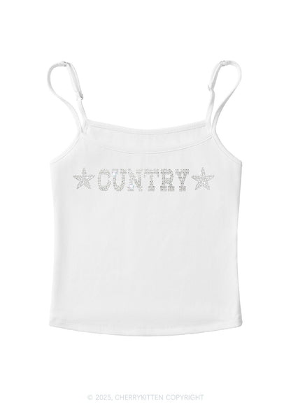 Rhinestone Cuntry Y2K Spaghetti Strap Cami Cherrykitten