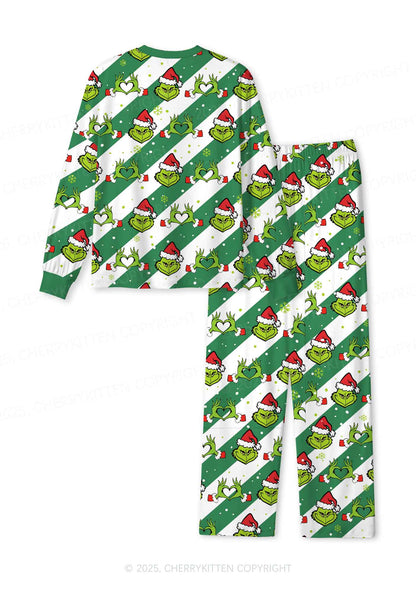 Christmas Whoville Heart Hands Y2K Print Long Sleeve Pajama Set Cherrykitten