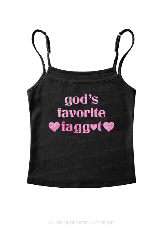 Glitter Gods Favorite Faggot Pride Y2K Spaghetti Strap Cami Cherrykitten