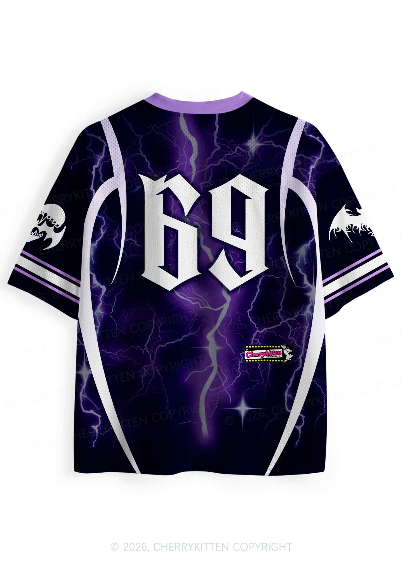 Halloween Purple Lightning Bat Y2K Sport Jersey Shirts Cherrykitten