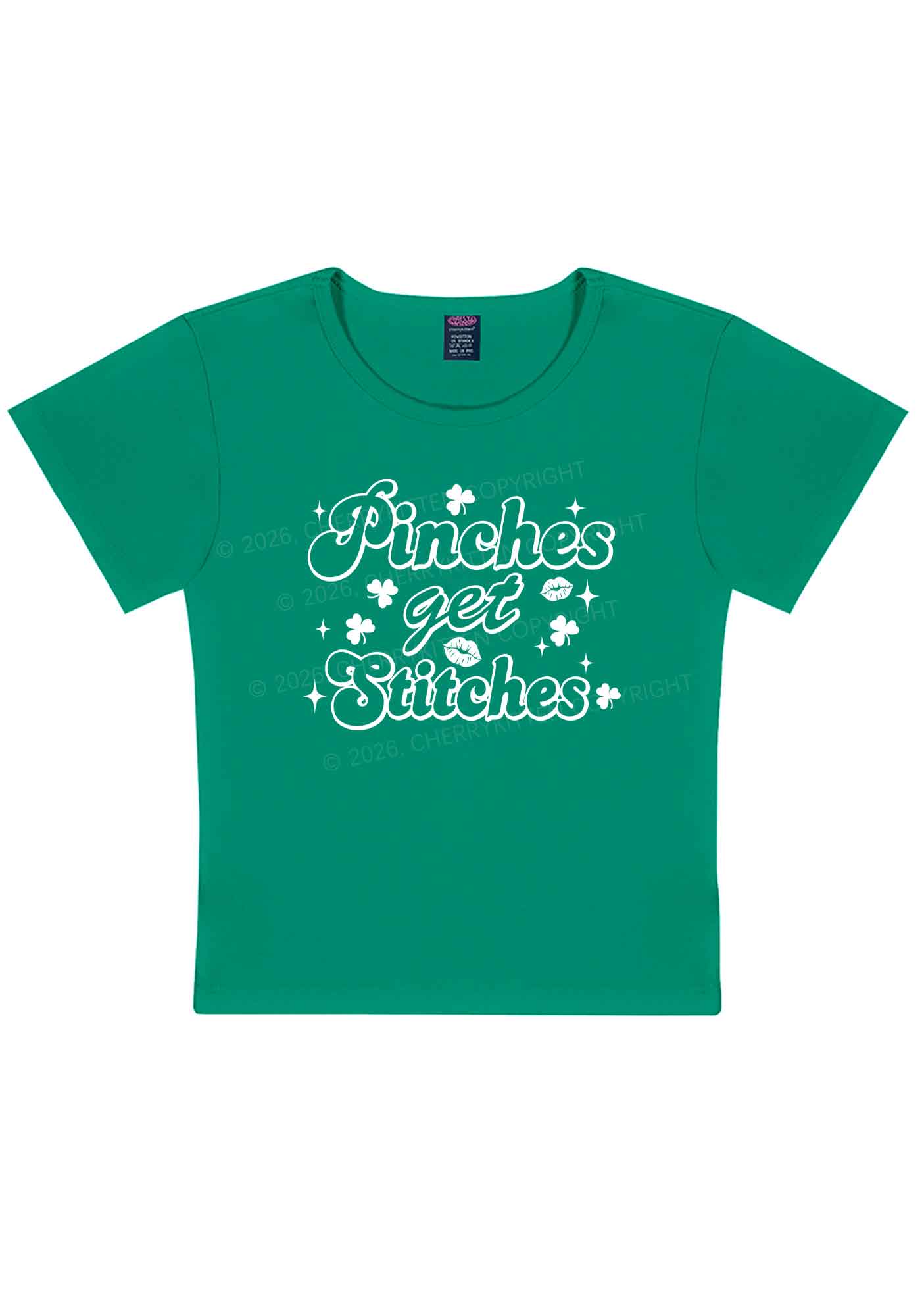 Pinches Get Stitches St Patricks Y2K Baby Tee Cherrykitten