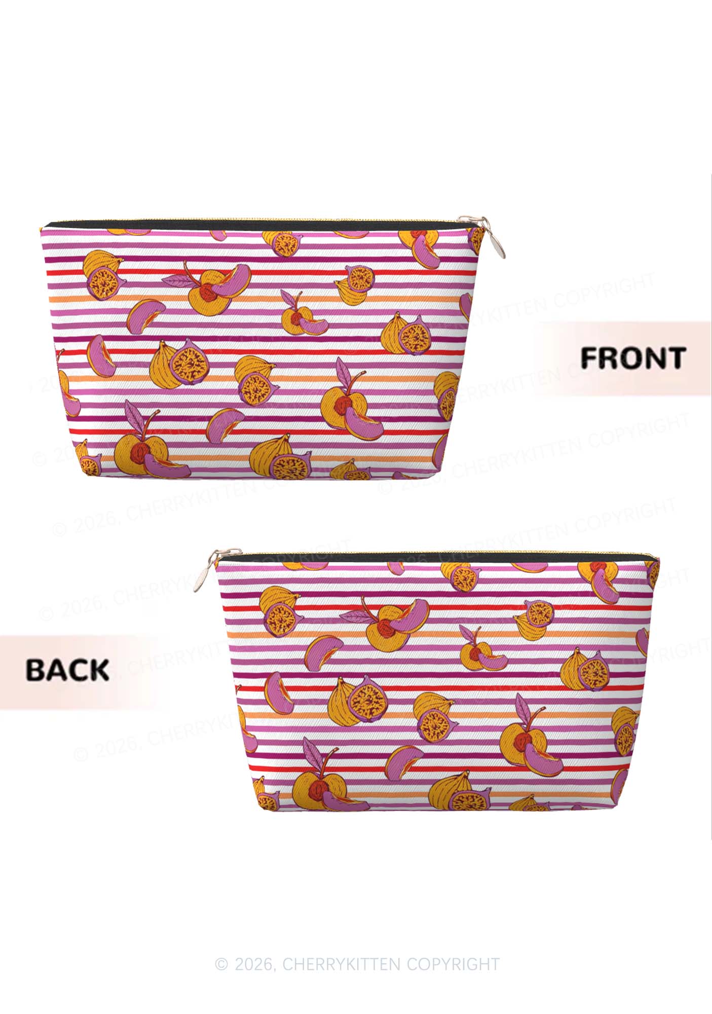 Peachy Lesbian Stripe Pride Y2K Makeup Bag Cherrykitten