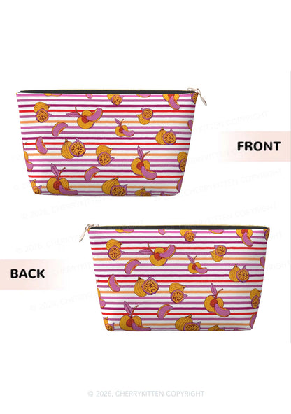 Peachy Lesbian Stripe Pride Y2K Makeup Bag Cherrykitten
