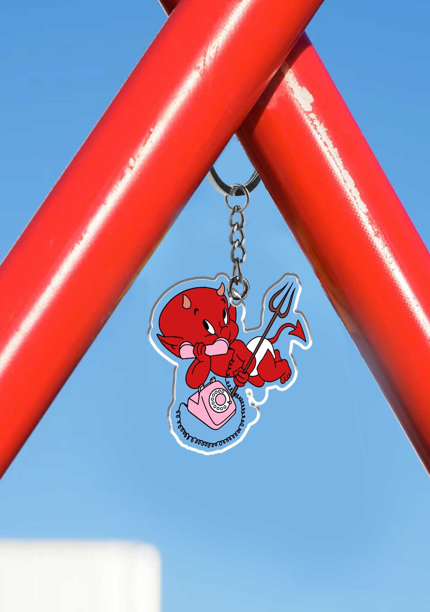 Little Devil On The Phone 1Pc Y2K Keychain Cherrykitten