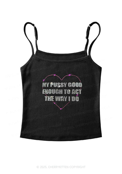Rhinestone Good Enough To Act Y2K Spaghetti Strap Cami Cherrykitten