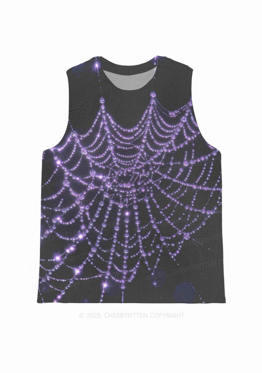Glistening Spiderweb Y2K Mesh Muscle Tank Cherrykitten