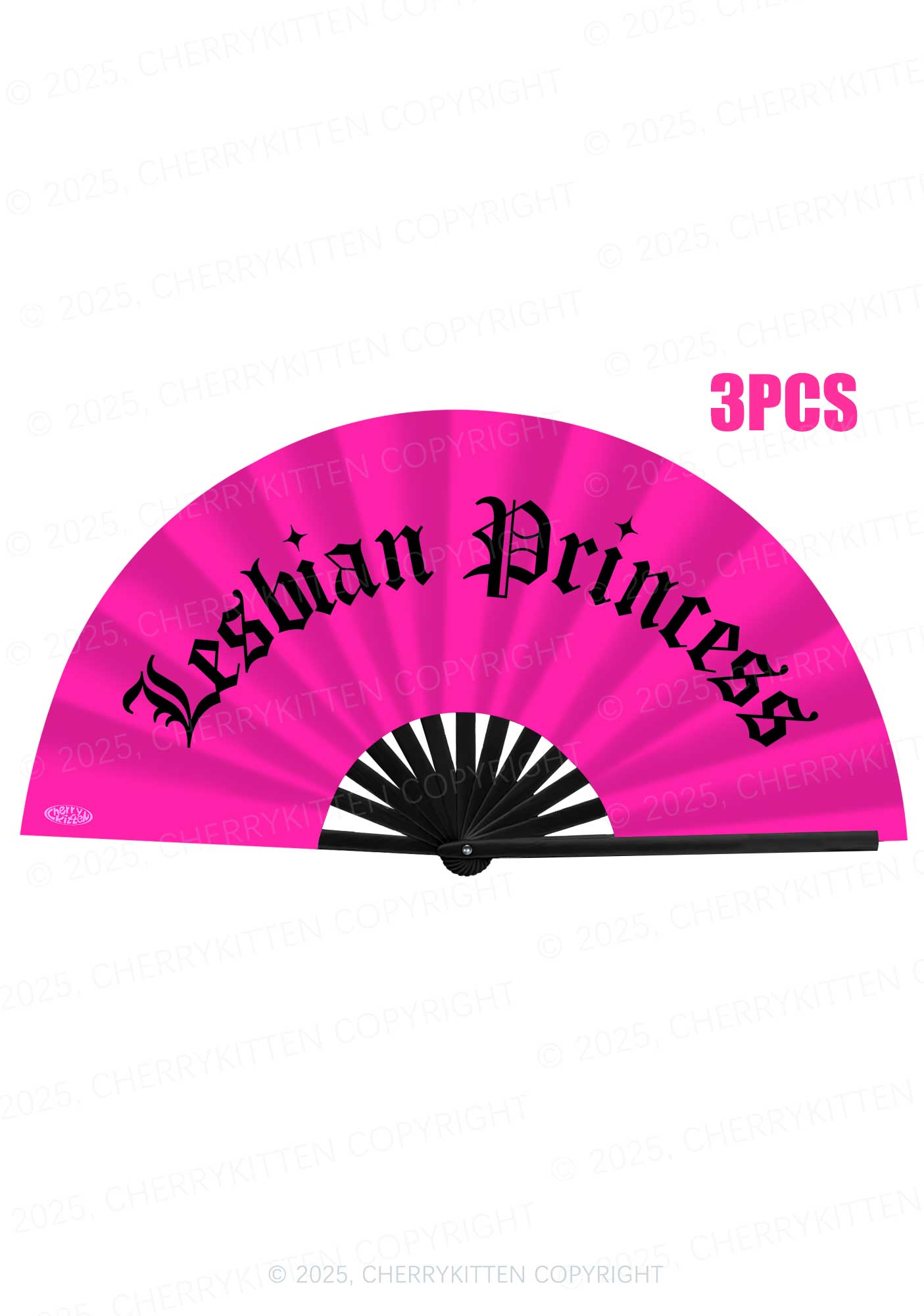 Hot Pink Lesbian Princess Pride Y2K Rave Hand Fan Cherrykitten
