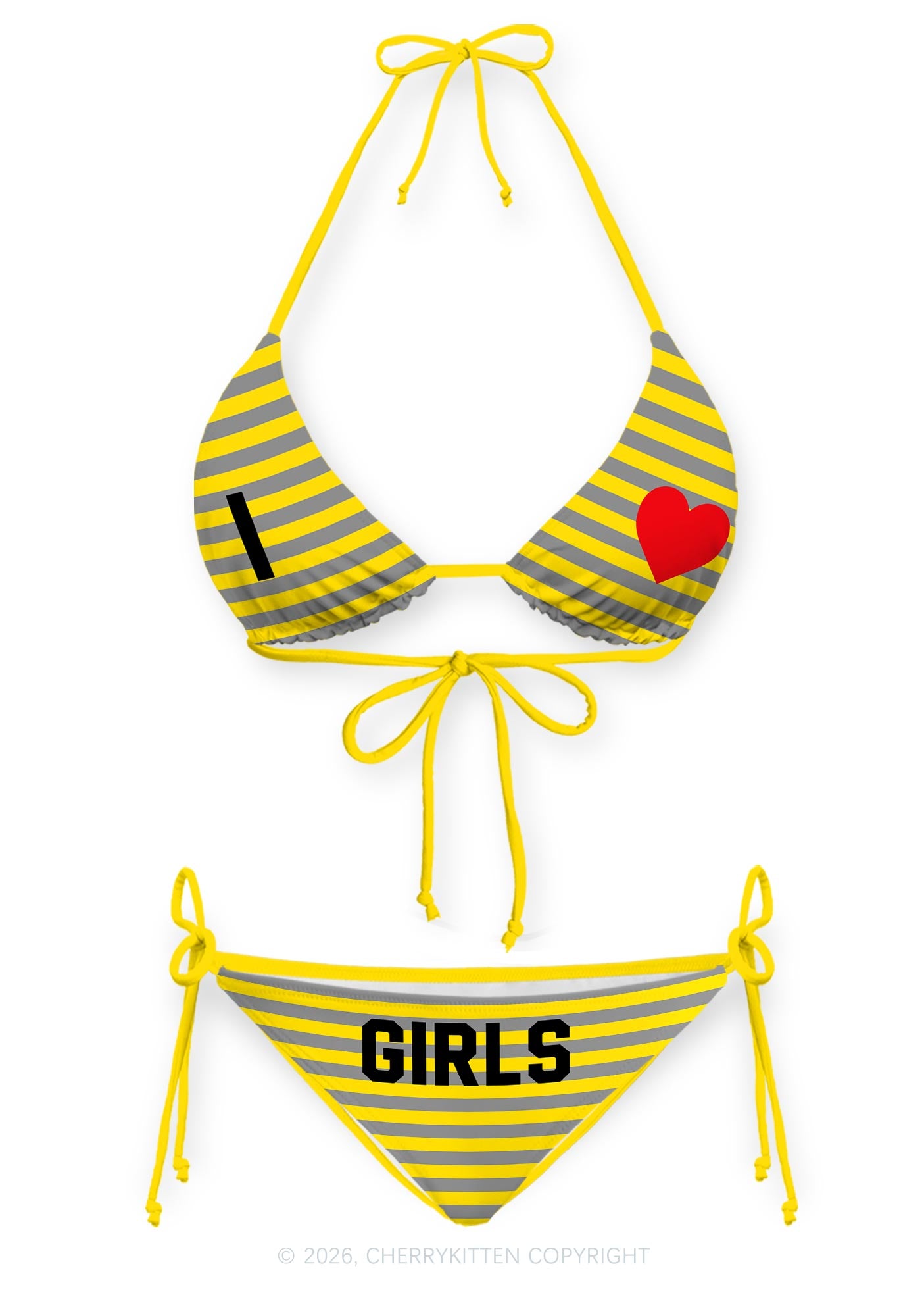 I Love Girls Pride Y2K Print Bikini Set Cherrykitten