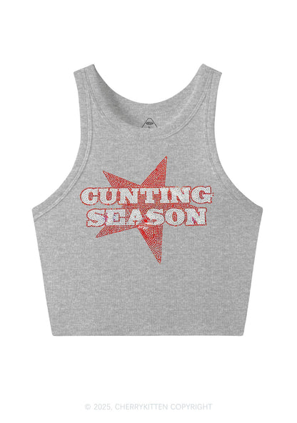 Rhinestone Cunting Season Y2K Crop Tank Top Cherrykitten