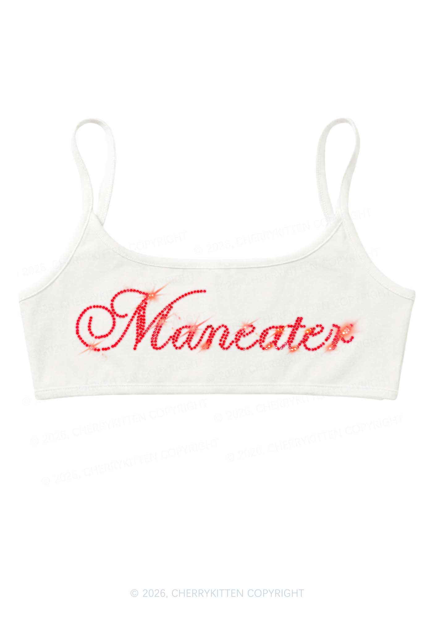 Rhinestone Maneater Y2K Super Crop Cami Cherrykitten