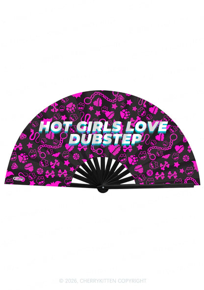 Hot Girls Love Dubstep Y2K Rave Hand Fan Cherrykitten