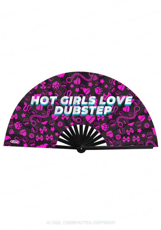 Hot Girls Love Dubstep Y2K Rave Hand Fan Cherrykitten