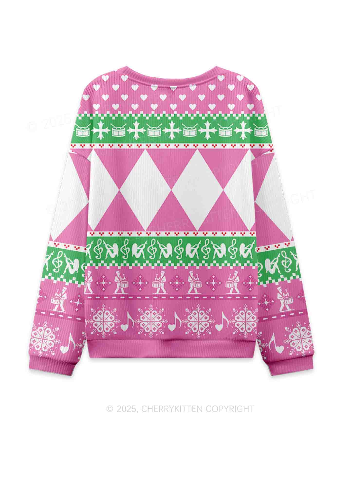 Dibs On The Drummer Y2K Christmas Knit Sweatshirt Cherrykitten