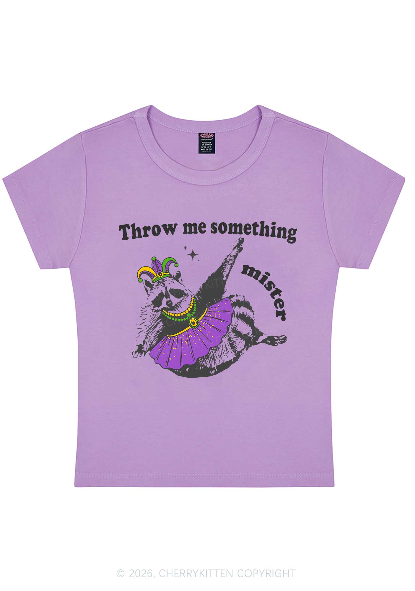 Throw Me Something Mister Raccoon Y2K Baby Tee Cherrykitten