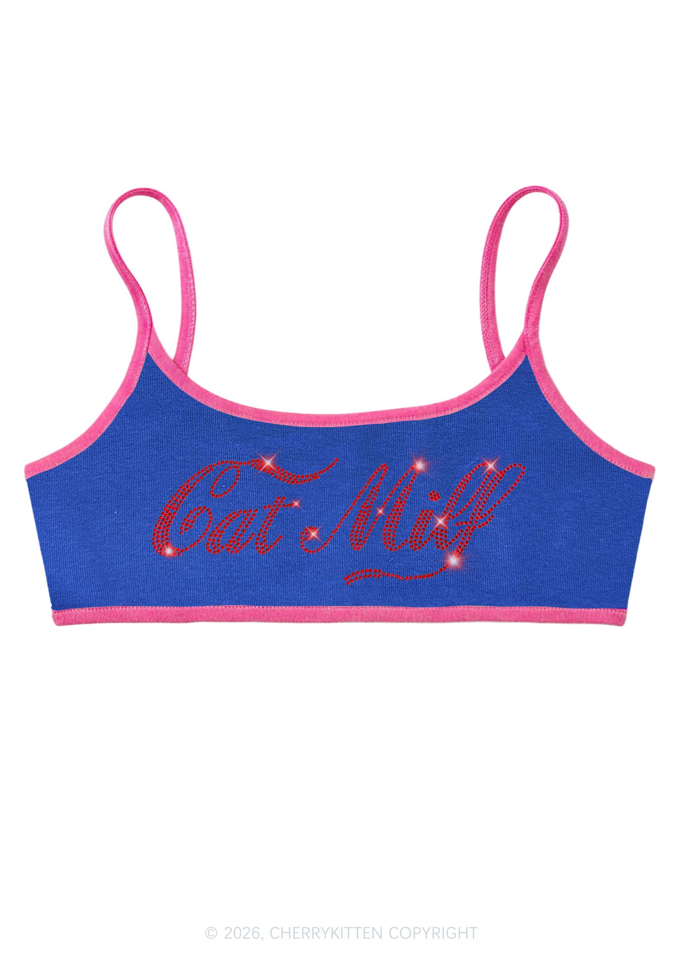 Rhinestone Cat Mxxf Y2K Super Crop Cami Cherrykitten