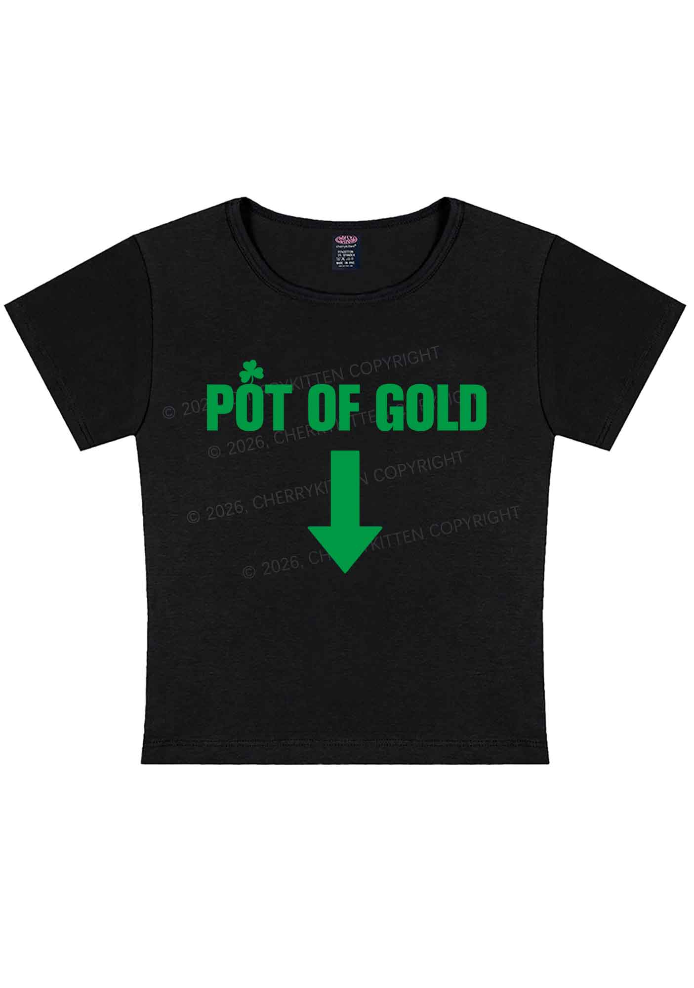 Pot Of Gold St Patricks Y2K Baby Tee Cherrykitten
