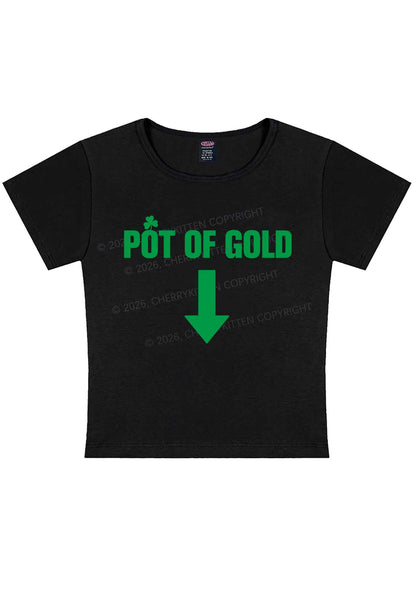 Pot Of Gold St Patricks Y2K Baby Tee Cherrykitten