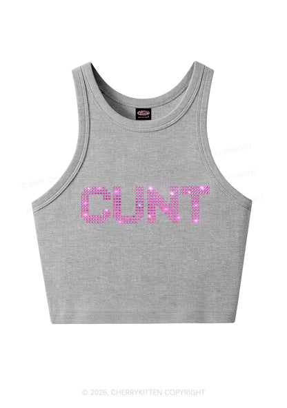 Rhinestone Pink Cxxt Y2K Crop Tank Top Cherrykitten