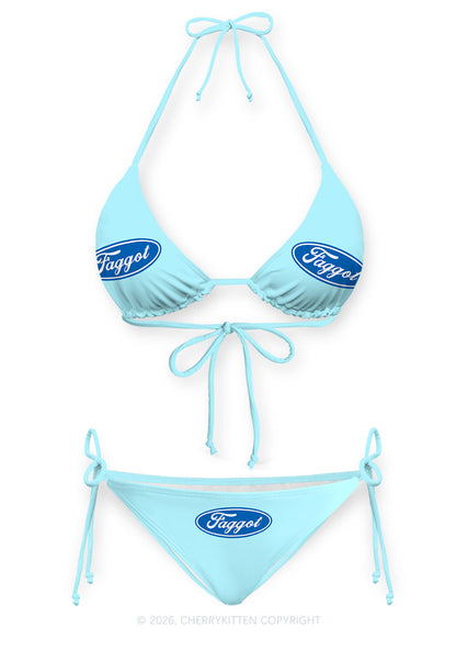 Blue Faggot Pride Y2K Print Bikini Set Cherrykitten