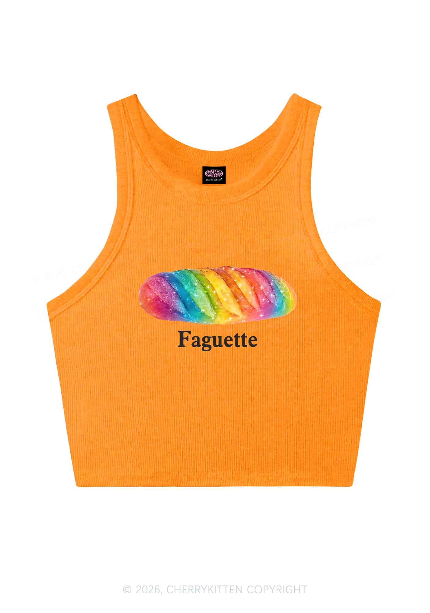Rainbow Faguette Pride Y2K Crop Tank Top Cherrykitten