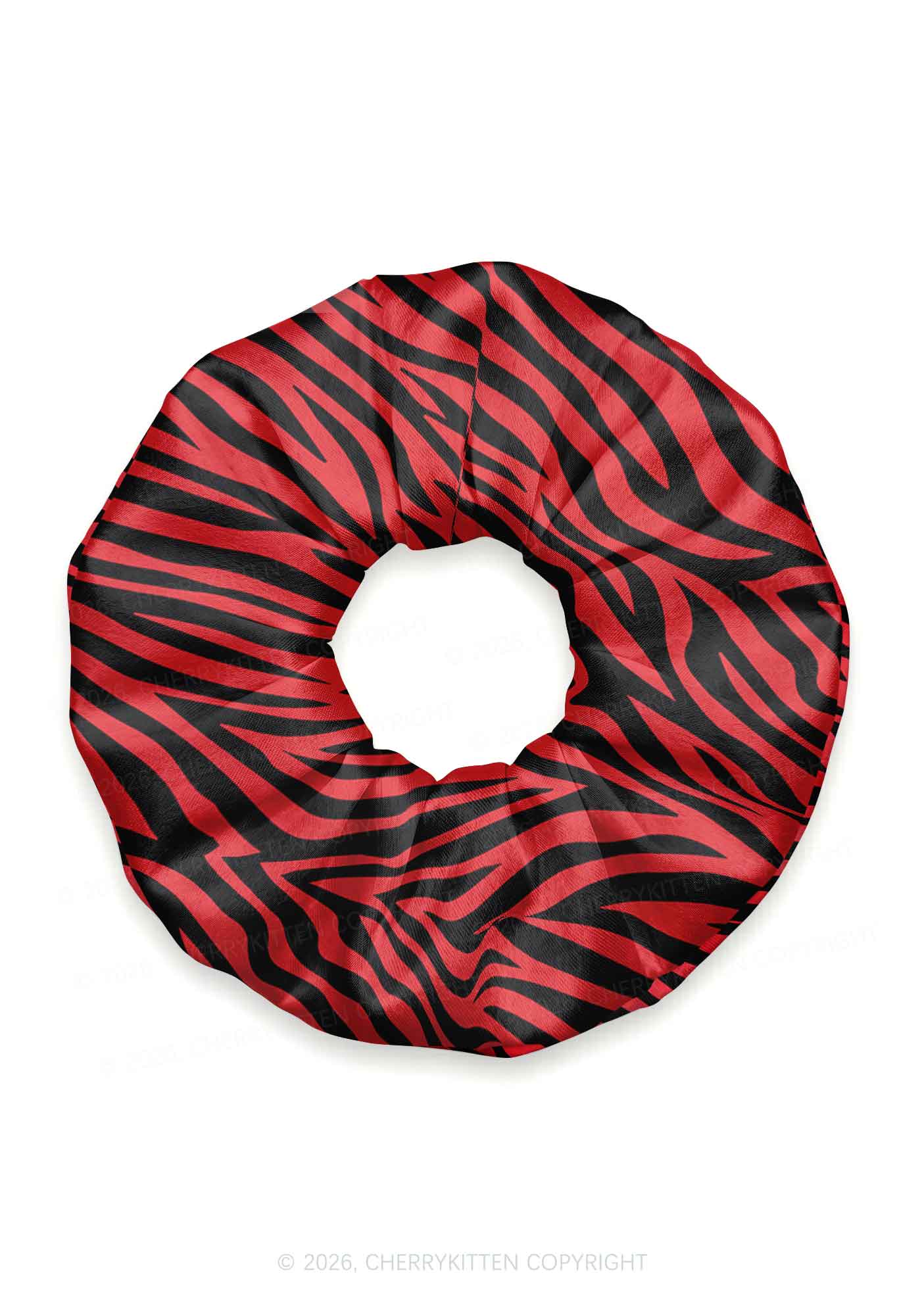 Halloween Red Zebra Stripe Y2K Hair Scrunchie Cherrykitten