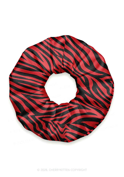 Halloween Red Zebra Stripe Y2K Hair Scrunchie Cherrykitten